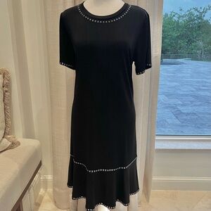 Michael Kors Black Silver Studded Midi Dress